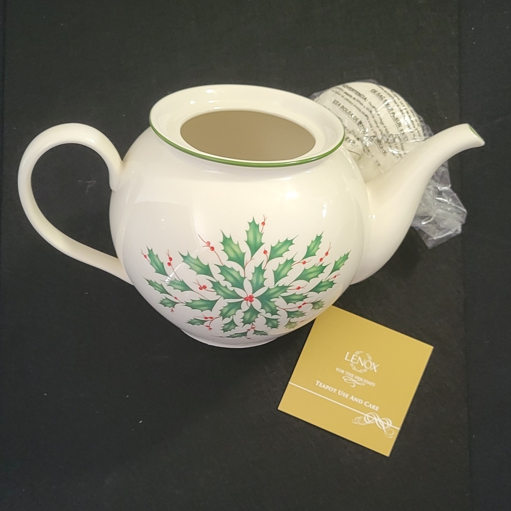 Lenox Holiday Teapot with Holly Design